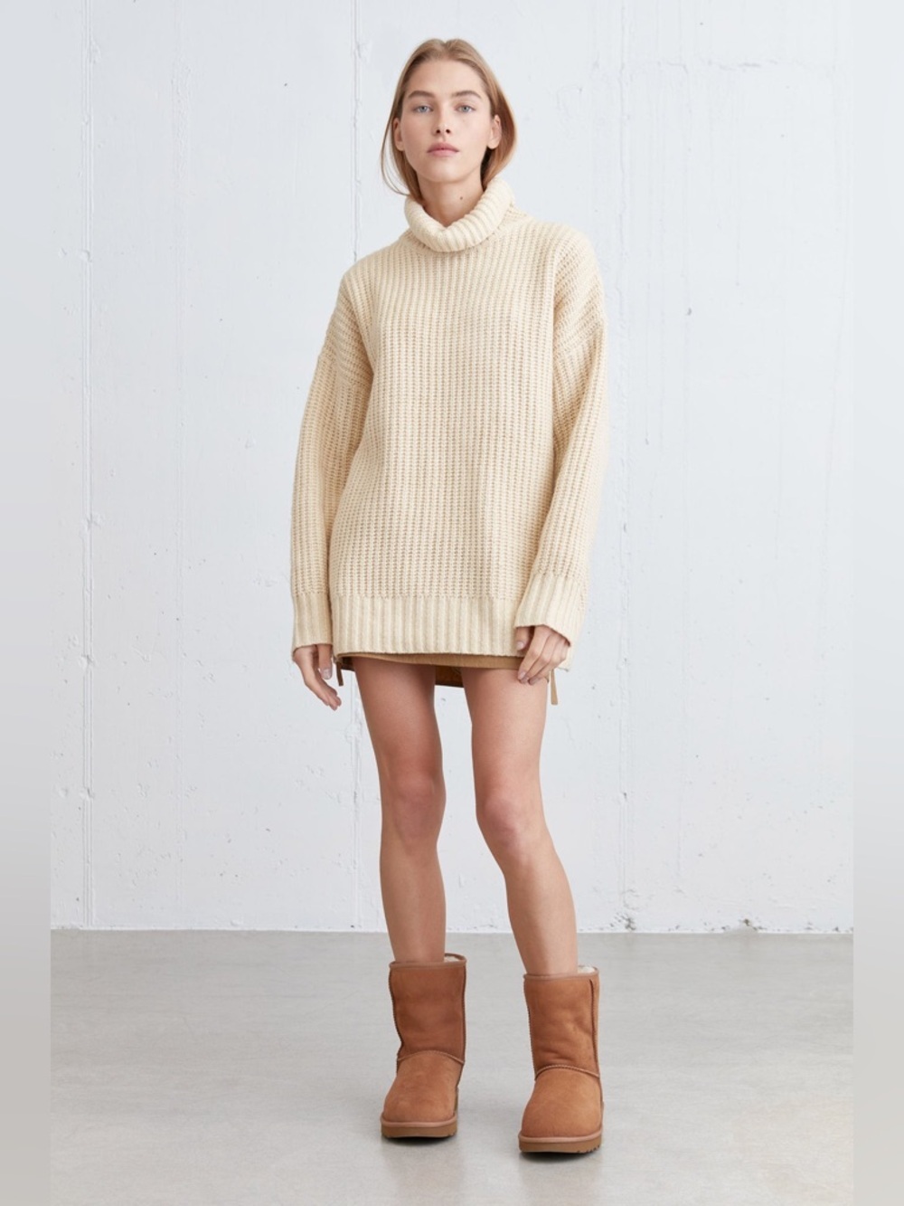 NWT - OAK + FORT - Chunky Turtleneck Sweater in Cream Oatmeal.